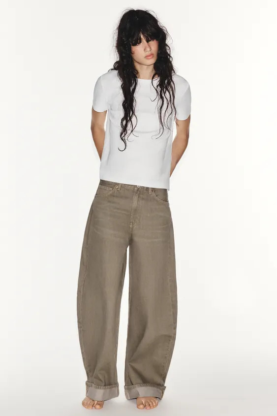 TRF MID-RISE BAGGY FOLDED JEANS | Zara US