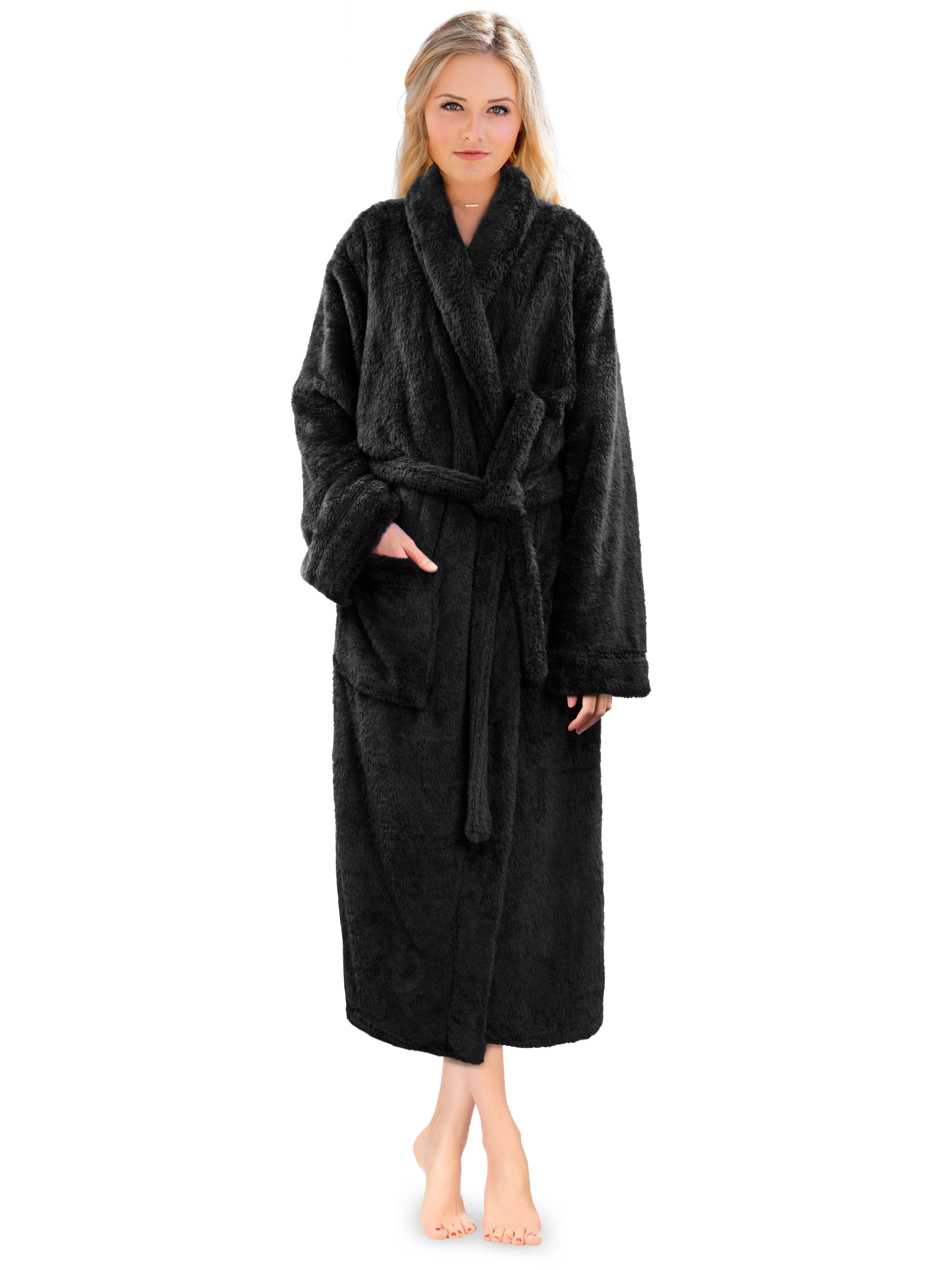 PAVILIA Premium Womens Plush Soft Robe Fluffy, Warm, Fleece Sherpa Shaggy Bathrobe (L/XL, Black) | Walmart (US)