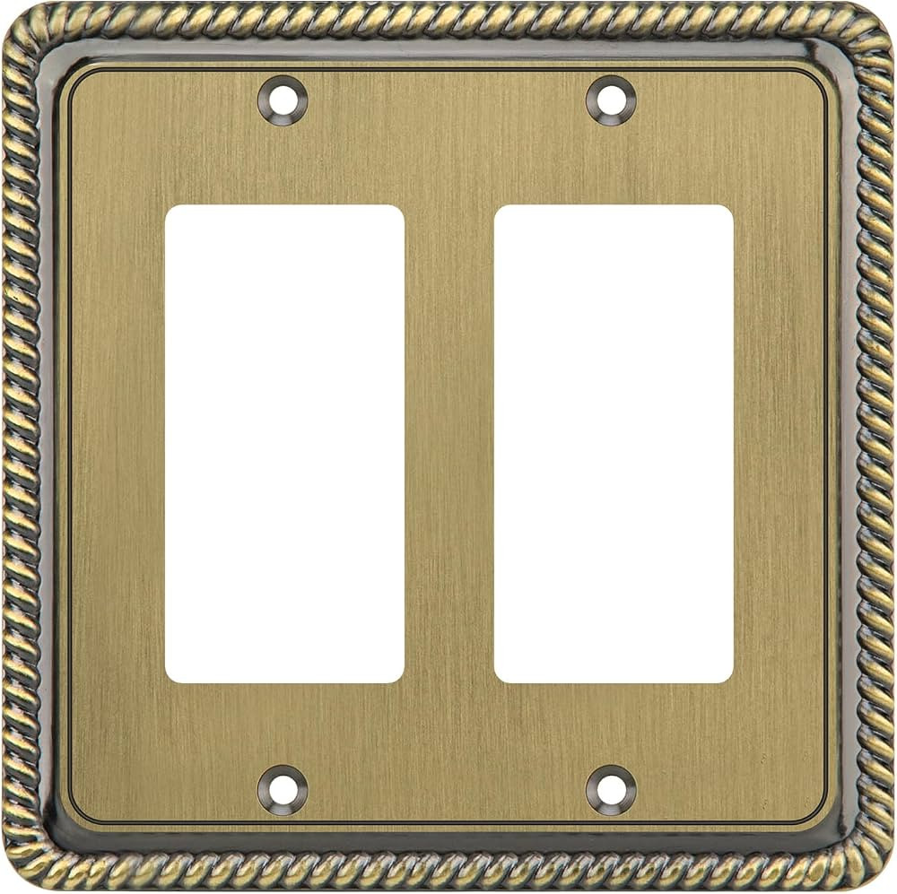 Henne Bery Rope Edge Decorative Wall Plate Switch Plate Outlet Cover (Double Decorator, Antique B... | Amazon (US)