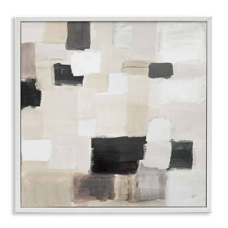 Stupell Industries Natural Square Patchwork Abstract Painting White Framed Art Print Wall Art, 24... | Walmart (US)