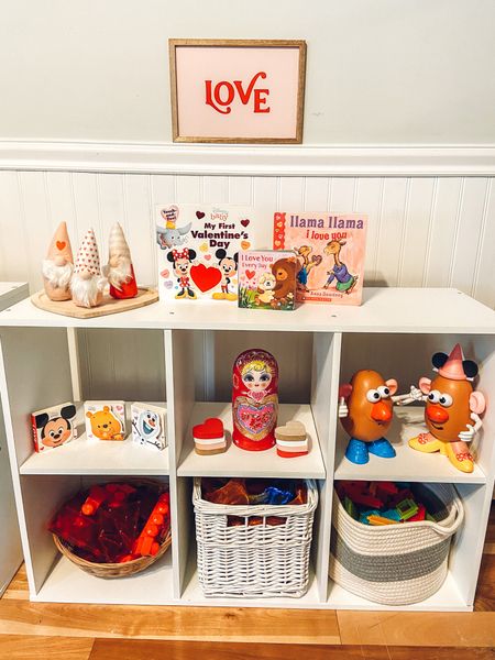 Valentine’s Day is right around the corner! I wanted to share our Valentine themed play shelf that we’ve been enjoying for the last couple weeks. I was also very excited to get out a couple new toys that Maddie got for Christmas!

Top Shelf left 👉🏻 right
❤️ set of 3 gnomes & wooden heart tray from @target 
❤️ @disneybaby book, “I Love You Everyday” book, and “LLlama Llama I Love You”
Middle Shelf left 👉🏻right
❤️@disneybaby books 
❤️ Russian nesting dolls
❤️ stacking hearts from @target 
❤️ Mr. & Mrs. Potato Head

Bottom Shelf left 👉🏻 right
❤️ mixed red @magnatiles & MegaBlocks
❤️ dancing scarves from @amazon 
❤️ BristleBlocks from @picassotiles 



#LTKSeasonal #LTKbaby #LTKkids