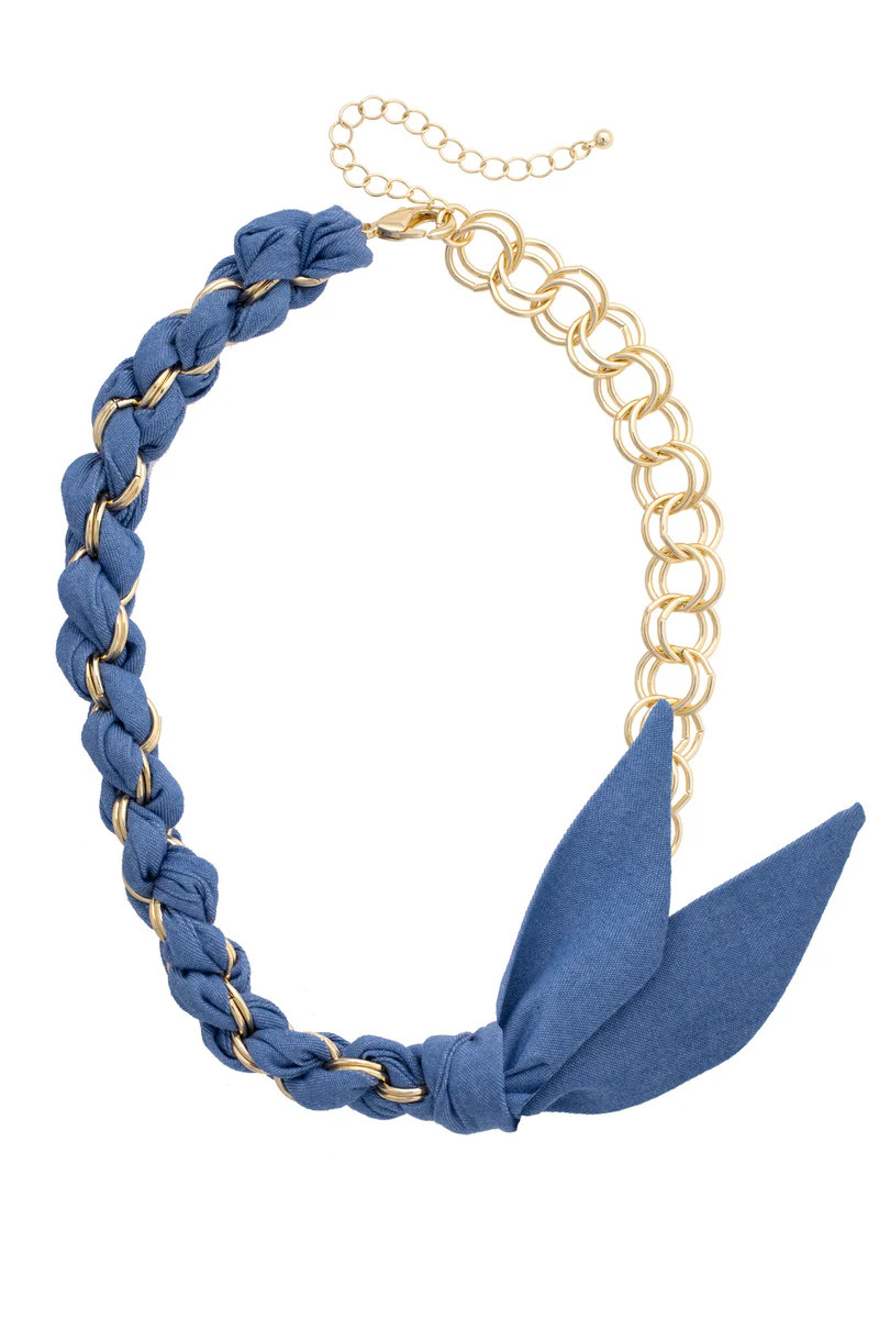 Dallas Denim Chain Scarf Necklace | CANVAS