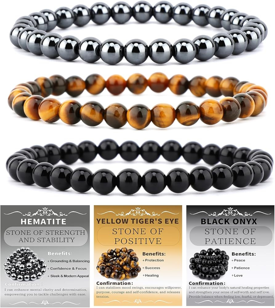 NCB 2.3-Piece 4mm Natural Crystal Gemstone Stretch Bracelets – Handmade Reiki Energy Healing Je... | Amazon (US)