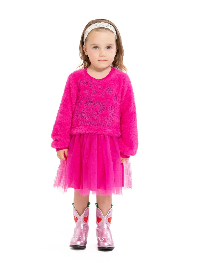 Strawberry Shortcake Toddler Girls Eyelash Knit Tutu Dress with Long Sleeves, Sizes 12M-5T | Walmart (US)