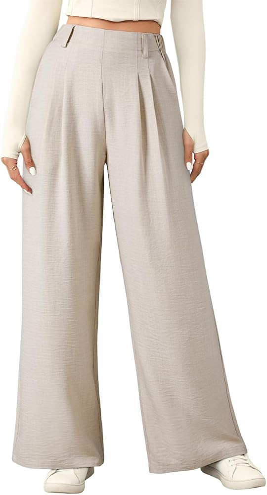 EVALESS Women's Wide Leg Pants High Waisted Business Work Casual Trousers 2026 Summer Comfy Palaz... | Amazon (US)