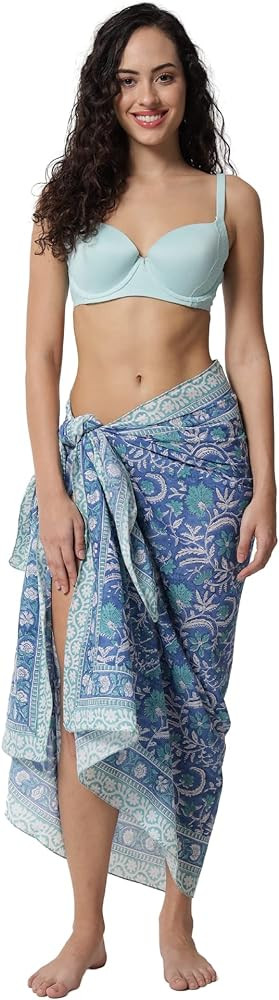 Swimsuit Beach Sarong Cover Ups for Swimwear Women-Hand Print Wrap Skirt | Amazon (US)