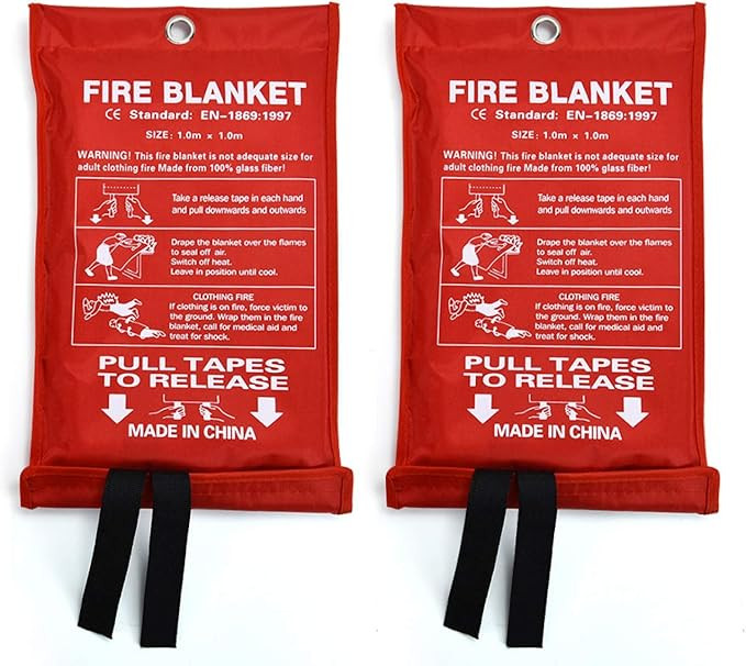 2Pack Fire Blanket for Emergency Survival, AQUEENLY Fiberglass Fire Emergency Blanket Fire Shelte... | Amazon (US)
