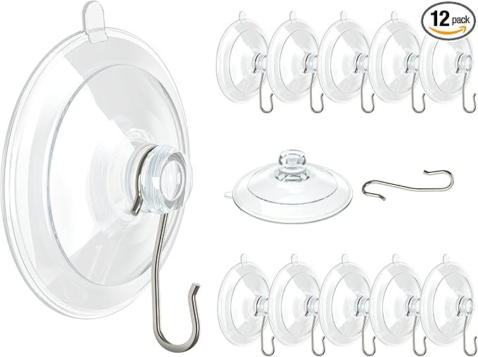 VIS'V Suction Cup Hooks, 1.77 Inch Small Window Suction Cups with Metal Hooks, Removable and Reus... | Amazon (US)