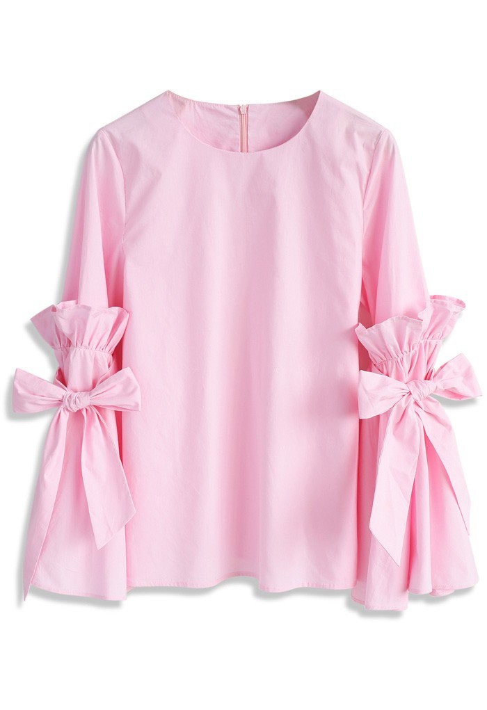 Pink Charisma Top with Bell Sleeves | Chicwish