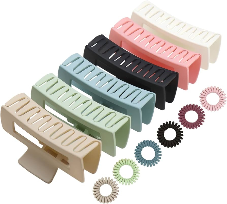 Kavya Hair Claw Clips Strong Hold Rectangle Hair Clip Matte Solid Color Hair Jaw Clamp Non-Slip C... | Amazon (UK)
