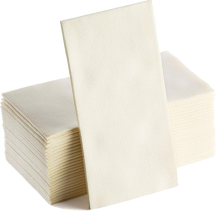 Ivory Napkins | Linen Feel Guest Disposable Cloth Like Paper Dinner Napkins | Hand Towels | Soft,... | Amazon (US)