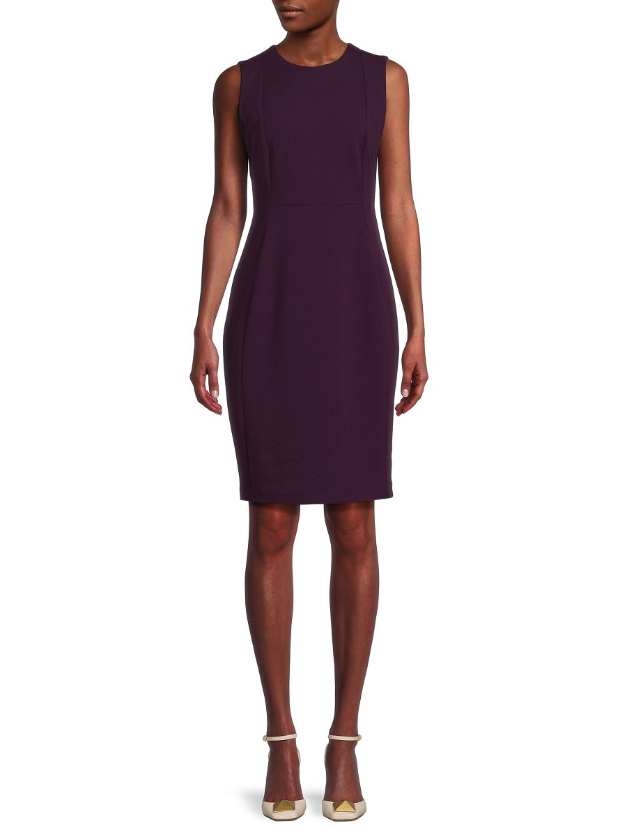 Calvin Klein Women's Solid Sleeveless Sheath Dress - Aubergine - Size 16 | Saks Fifth Avenue OFF 5TH