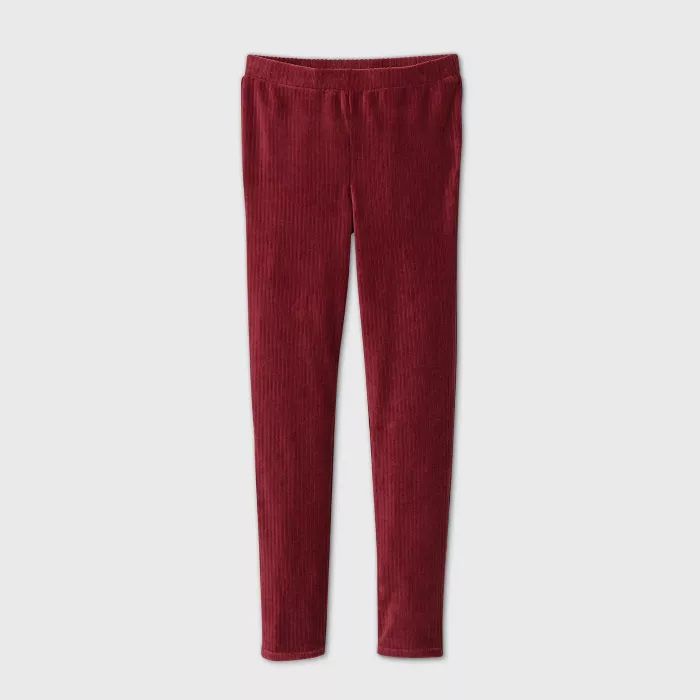 Girls' Corduroy High-Rise Leggings - art class™ Maroon | Target