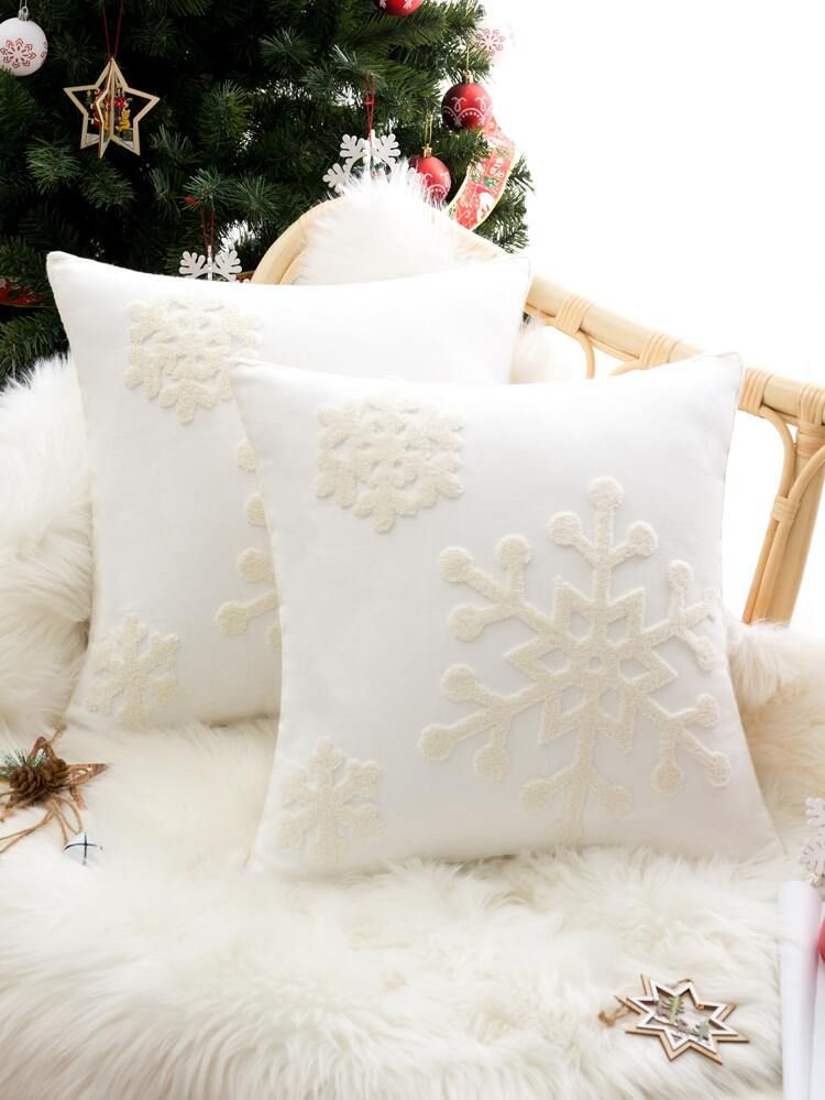 Snowflake Embroidery Cushion Cover Without Filler | SHEIN