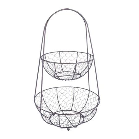 Home Traditions Vintage Metal Chicken Wire 2 Tier Fruit and Vegetable Standing Storage Basket for Ki | Walmart (US)