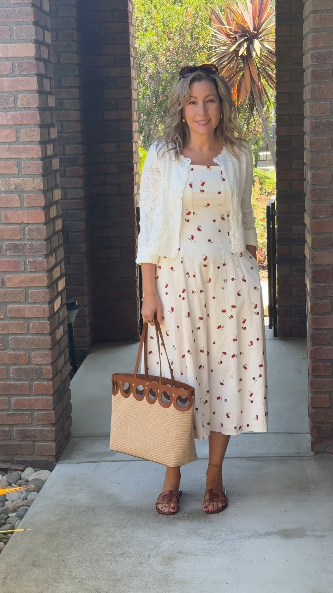 🤍OOTD: Simple, Sweet & Summer-Ready🍒
Today’s look is all about easy elegance — a feminine cherry-print midi dress paired with a delicate white cardigan, flat sandals, and my go-to straw tote. Classic, breathable, and comfy for a day of errands, lunch, or just soaking up summer ☀️

This isn’t an Amazon find — just a favorite from my closet I love rewearing. Proof that your best outfits don’t always have to be new 😉

#ootd, fashionover30, fashionover40, fashionover50, casualoutfits, stylishandgrateful, stylish&grateful, modestoutfits, classy casual, rewearedit, summerstyle, romanticstyle, timelessfashion, everydayoutfit, effortlessstyle, personalstyle, cherryprintdress, femininefashion

#LTKSeasonal #LTKTravel #LTKOver40