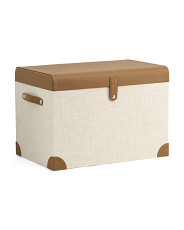 19in Textured Fabric And Faux Leather Trunk | Office & Storage | Marshalls | Marshalls