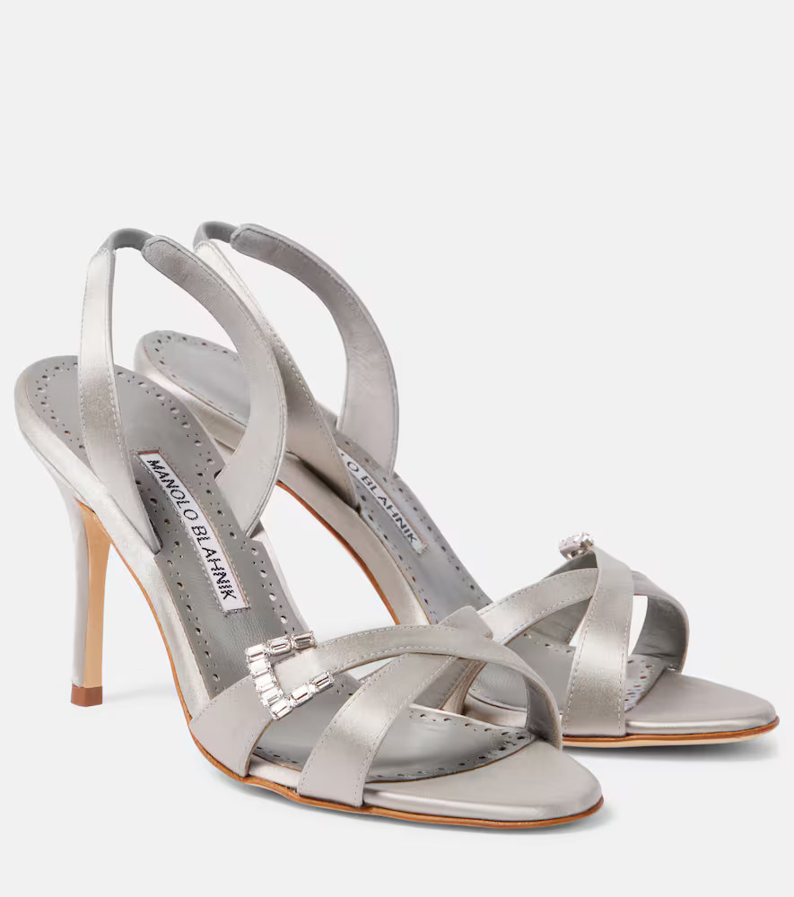 Manolo Blahnik Ramisli embellished satin slingback sandals | Mytheresa (US/CA)