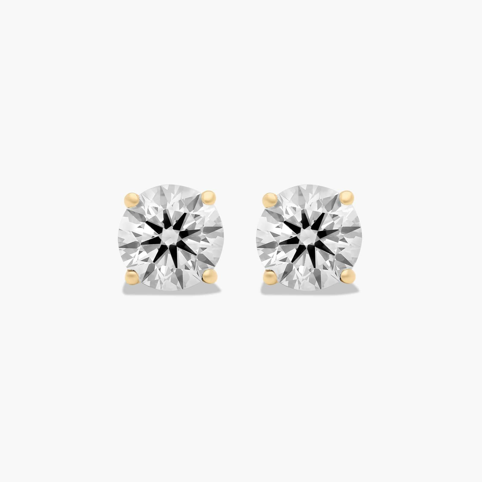 Four Prong 1.5 CTW Round Diamond Stud Earrings In 14K Yellow Gold-28008y146b | JamesAllen