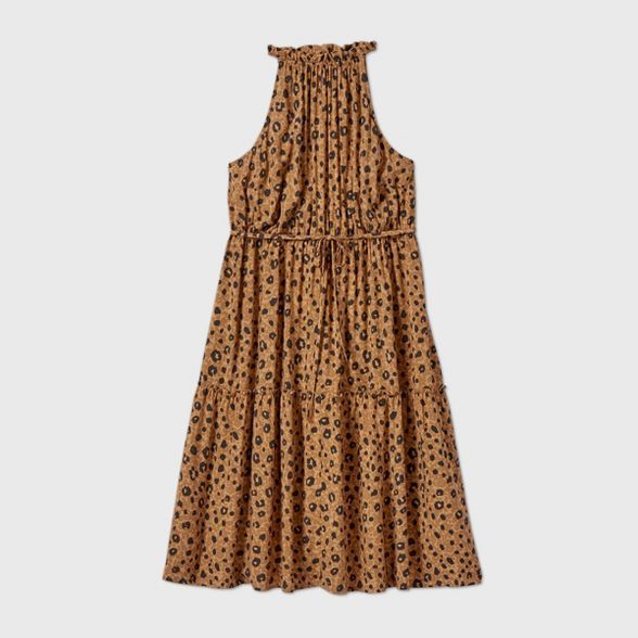 Women's Plus Size Leopard Print Sleeveless Dress - Ava & Viv™ Brown | Target