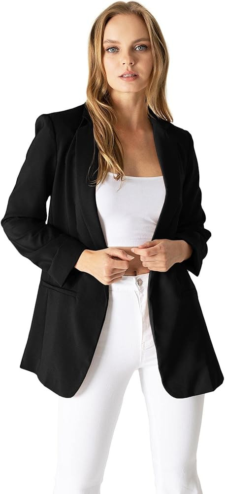 Love Tree Women's Juniors Classic Office Workwear Boyfriend Blazer | Amazon (US)