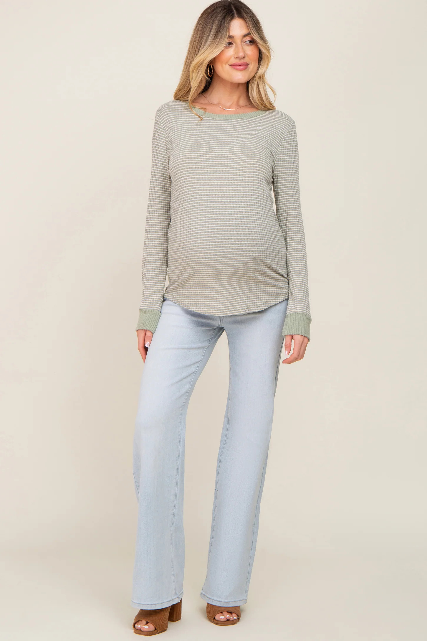 Light Blue Basic Maternity Wide Leg Jeans | PinkBlush Maternity