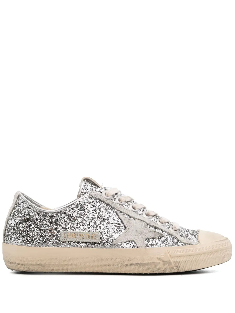 Golden Goose V-Star Glittered Sneakers | Silver | FARFETCH | Farfetch Global
