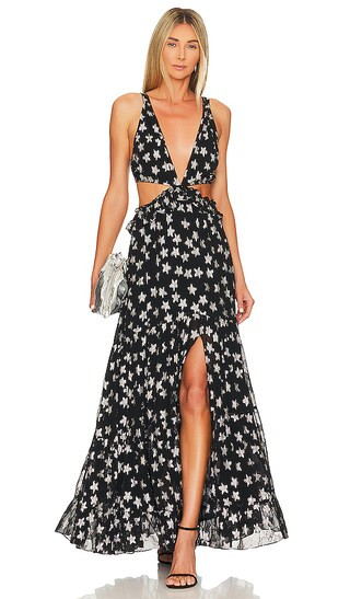 ROCOCO SAND Vega Sleeveless Maxi Dress in Black. - size M (also in L, S, XS) | Revolve Clothing (Global)