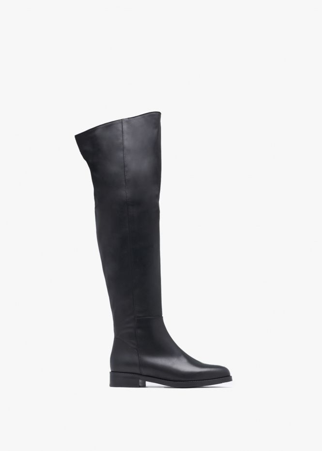Giselle Black Leather Over The Knee Boots | Daniel Footwear (UK)