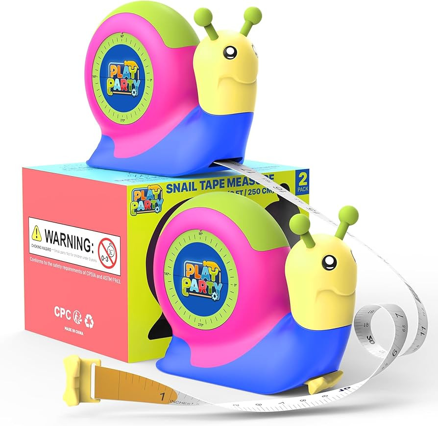 8ft Kids Tape Measure, STEM Educational Tool with Level, Protractor and Eraser, Retractable Snail... | Amazon (US)