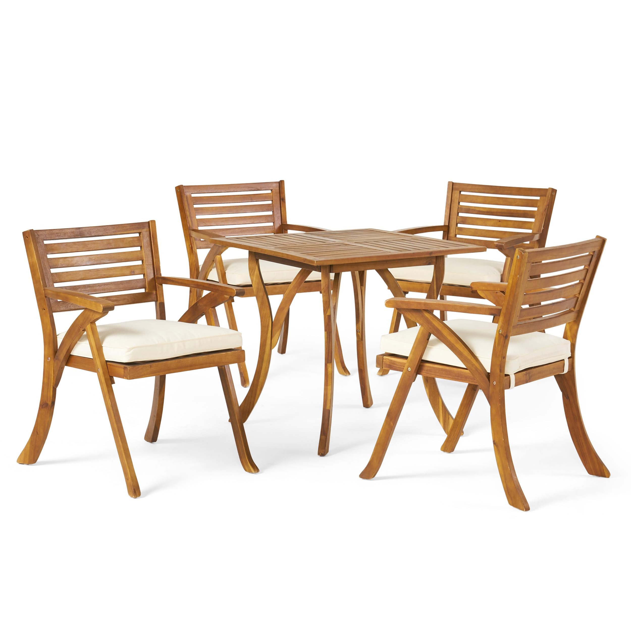 Christopher Knight Home Hermosa Acacia Wood Dining Set, 5-Pcs Set, Teak Finish | Amazon (US)
