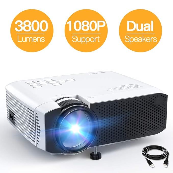 Projector, APEMAN Mini Portable Projector, 3800L 1080P Supported Projector, Max 180" Display with... | Amazon (US)
