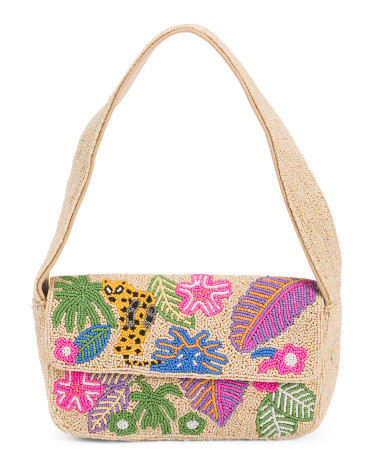 Beaded Tropical Leaves Shoulder Bag for Women | Leather | Marshalls