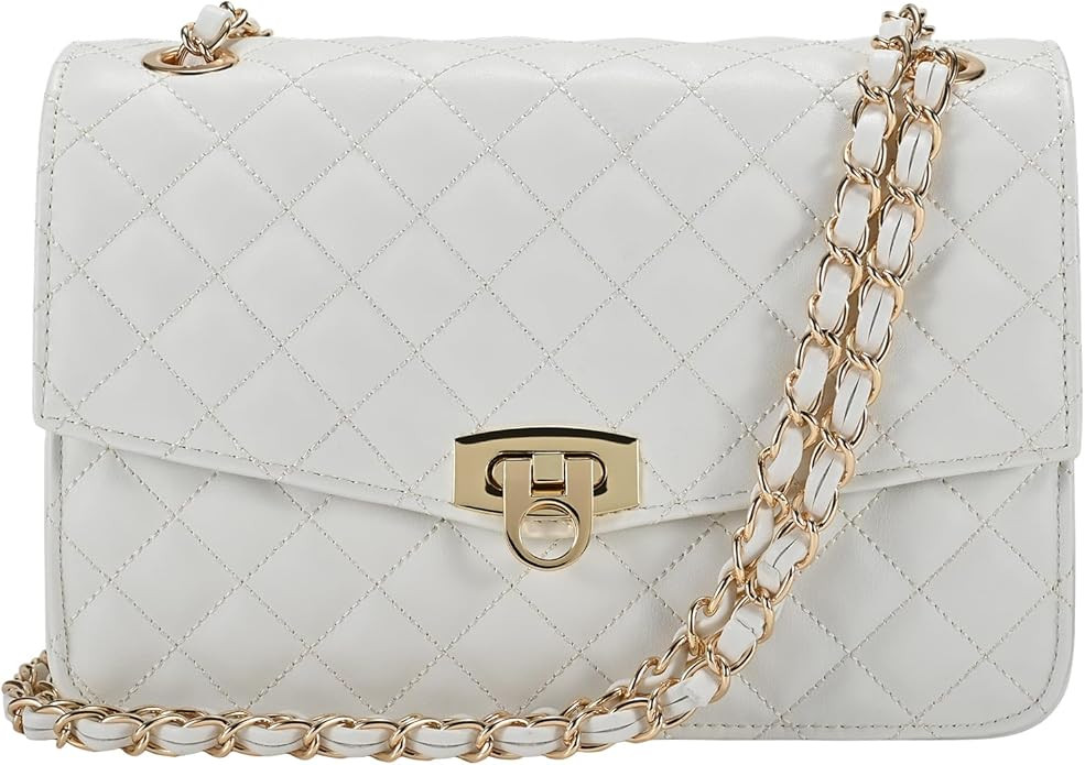 GM LIKKIE Quilted Shoulder Bag for Women, Medium Flap Crossbody Handbag with Chain Strap, Soft Ve... | Amazon (US)