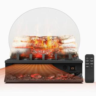 21 in. Freestanding Electric Fireplace Set with Remote and Overheat Protection in Black | The Home Depot