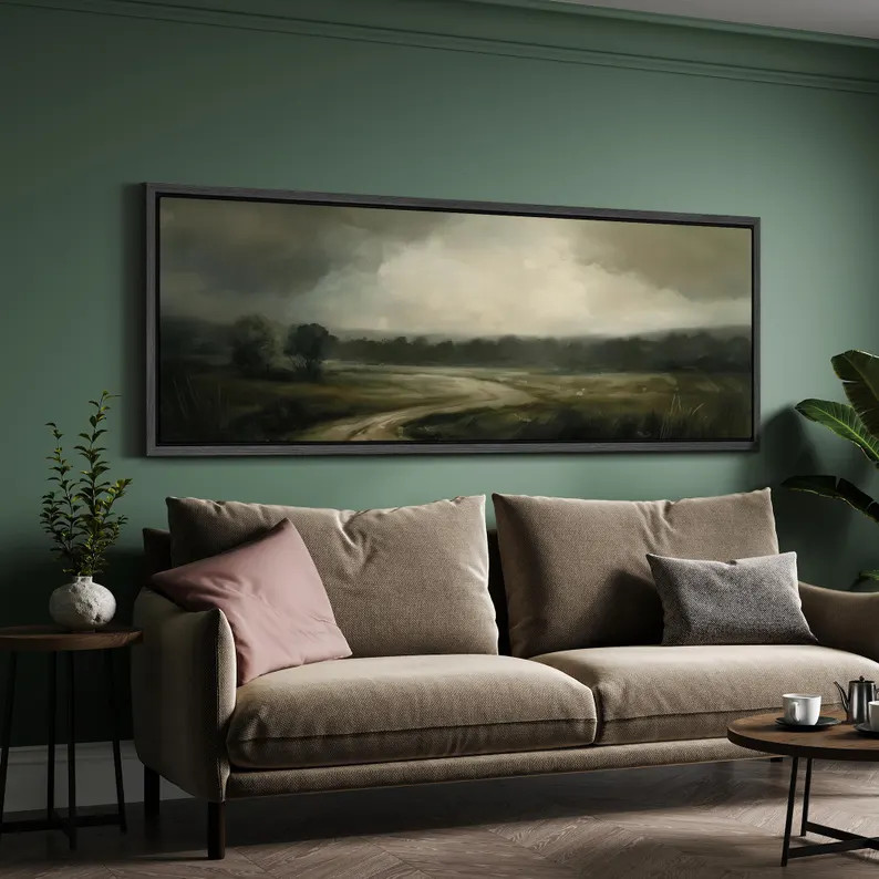 Large Wall Art Framed Canvas Dramatic Stormy Sky Landscape Prints Vintage Moody River Scene Dark ... | Etsy (US)