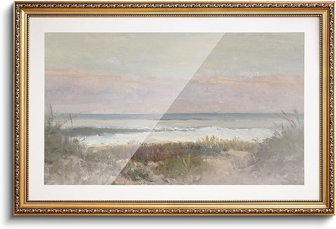 VIYYIEA Gold Framed Large Wall Art Canvas Print Home Decor Classical Coastal Scenery Bathroom Pic... | Amazon (US)