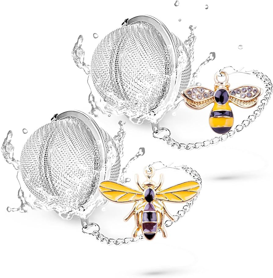 Tea Infusers for Loose Tea 2 pcs TeaSanavie Tea Ball Handmade Honey Bee Tea Strainers for Loose T... | Amazon (US)