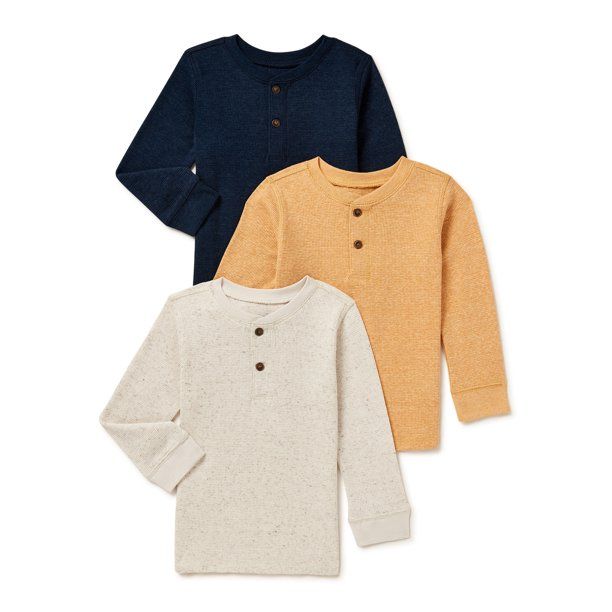 Garanimals Baby and Toddler Boy Thermal Henley with Long Sleeves, 3-Pack, Sizes 12M-5T - Walmart.... | Walmart (US)