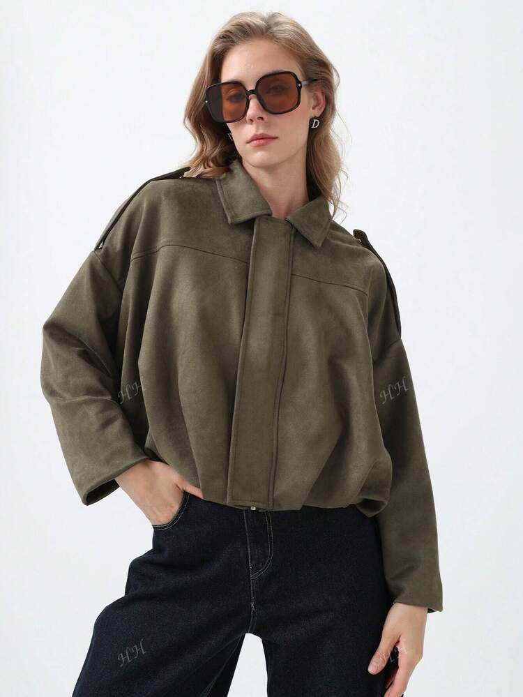 HH Women's Jackets Coats Fashion Turn-Down Collar Long Sleeve Loose Coats Vintage Female Outerwear Chic Tops | SHEIN