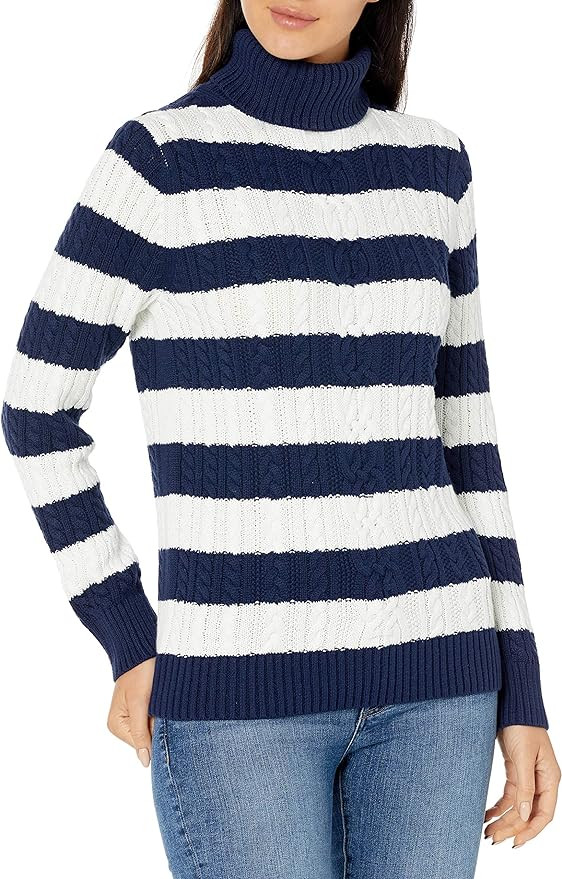 Amazon Essentials Women's Fisherman Cable Turtleneck Sweater (Available in Plus Size) | Amazon (US)