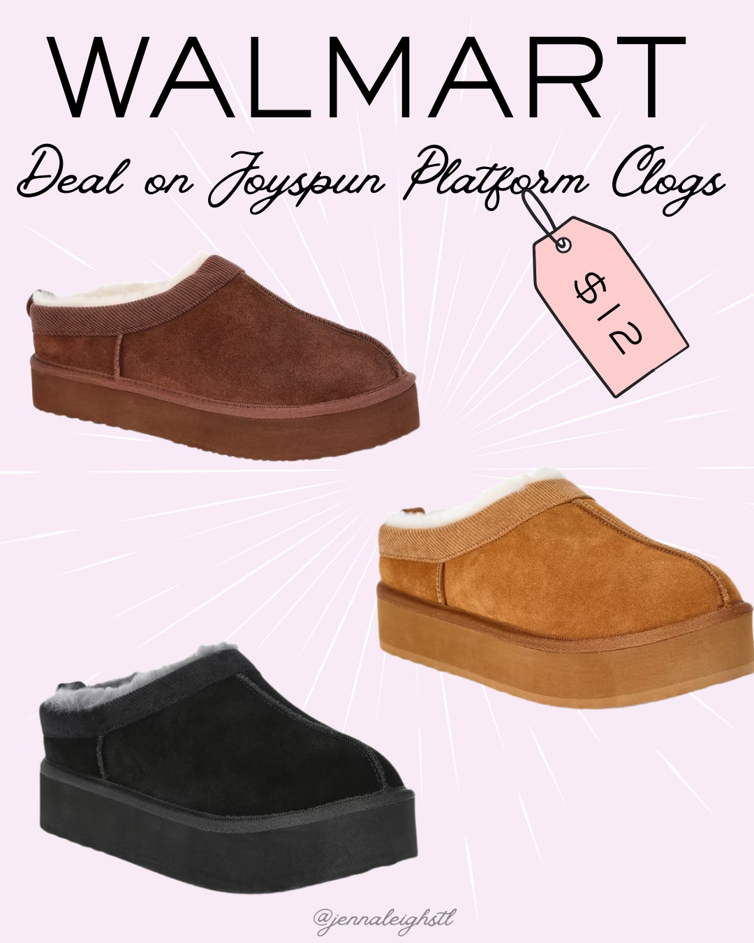 Walmart Big Deal! These Joyspun faux suede platform clog slippers are marked down to just $12! Such a good deal on a cozy pair of slippers for fall and winter. 🤎 

 #LTKSeasonal #LTKSaleAlert #LTKMidsize