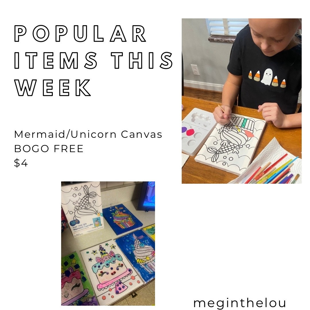 This mermaid cupcake comes with paint and a  brush.  It’s the perfect easy craft and it’s 2 for the price of 1; there is also a unicorn cake print.  A great idea for a rainy day, winter, or birthday activity.  


#walmart #craft #kidspainting #under5 #budgetfriendly #creativeplay #kidscraft 

#LTKGiftGuide #LTKKids #LTKFindsUnder50