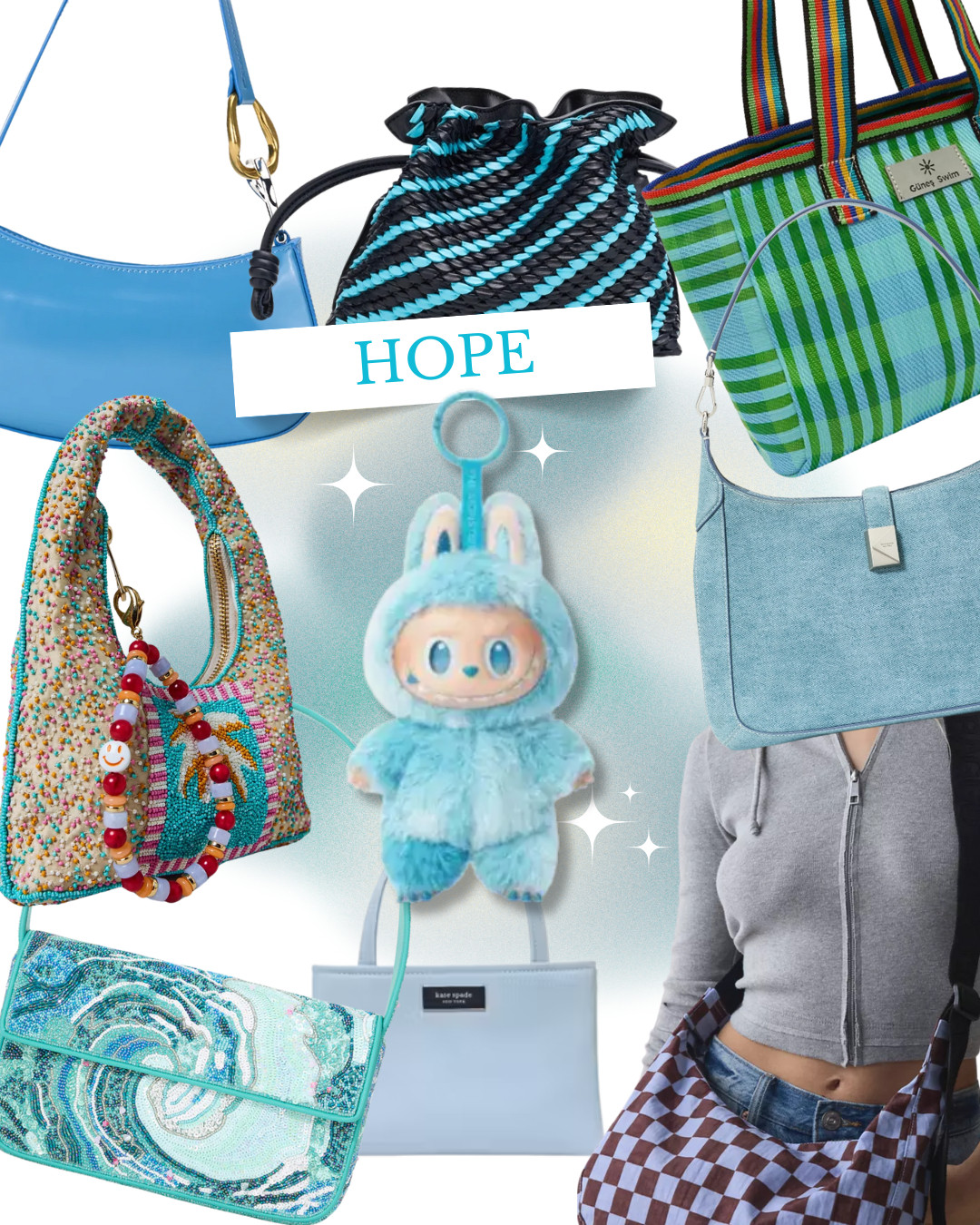 maybe my favorite of the labubus (besides the secret) from the big into energy collection, paired with cute bags! 💙🌊 

 #LTKSummerEdit #LTKSeasonal #LTKItBag