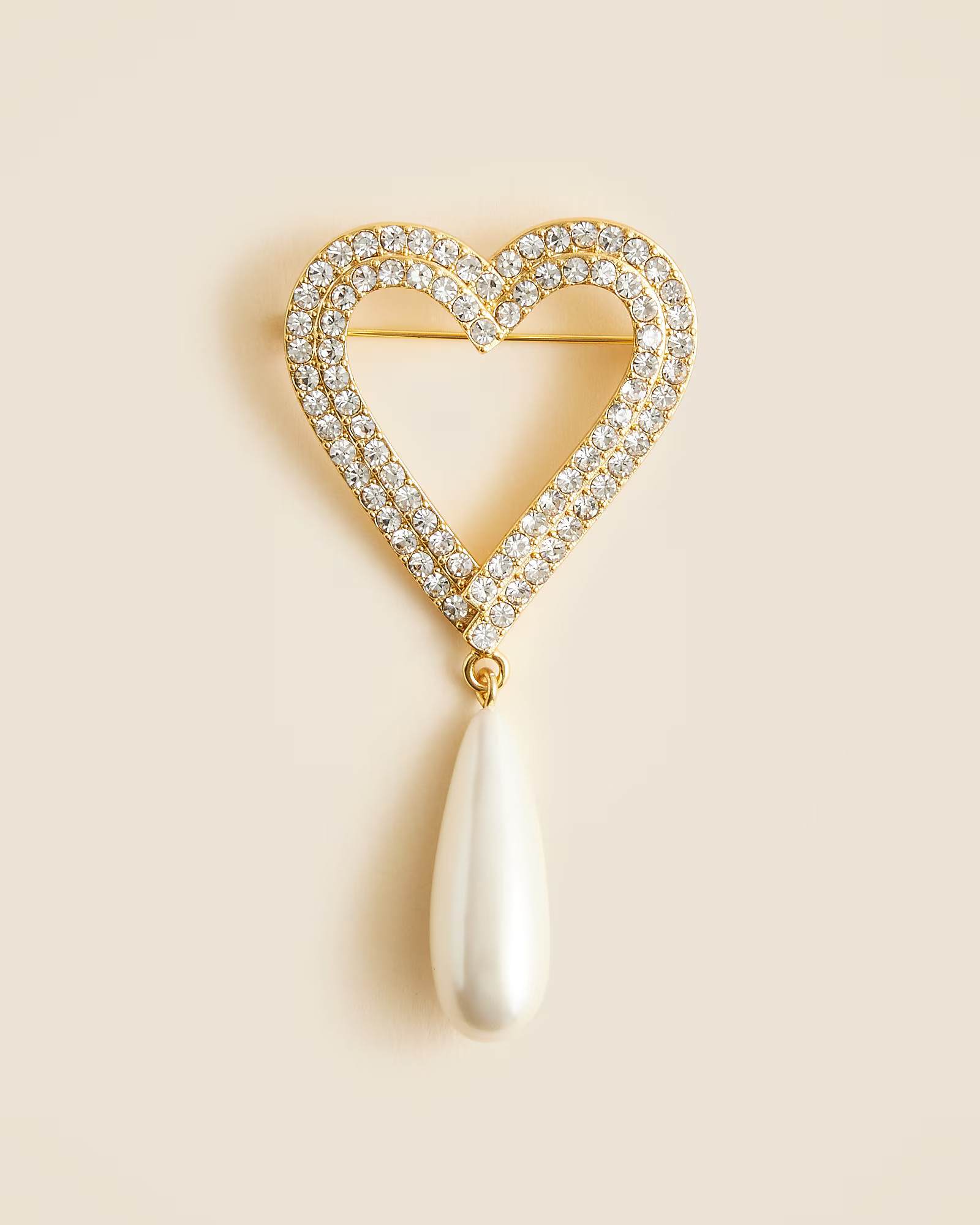 Crystal and pearl heart brooch | J. Crew US