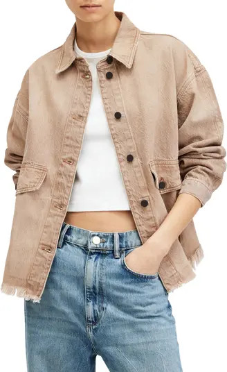 Hettie Raw Hem Denim Shacket | Nordstrom