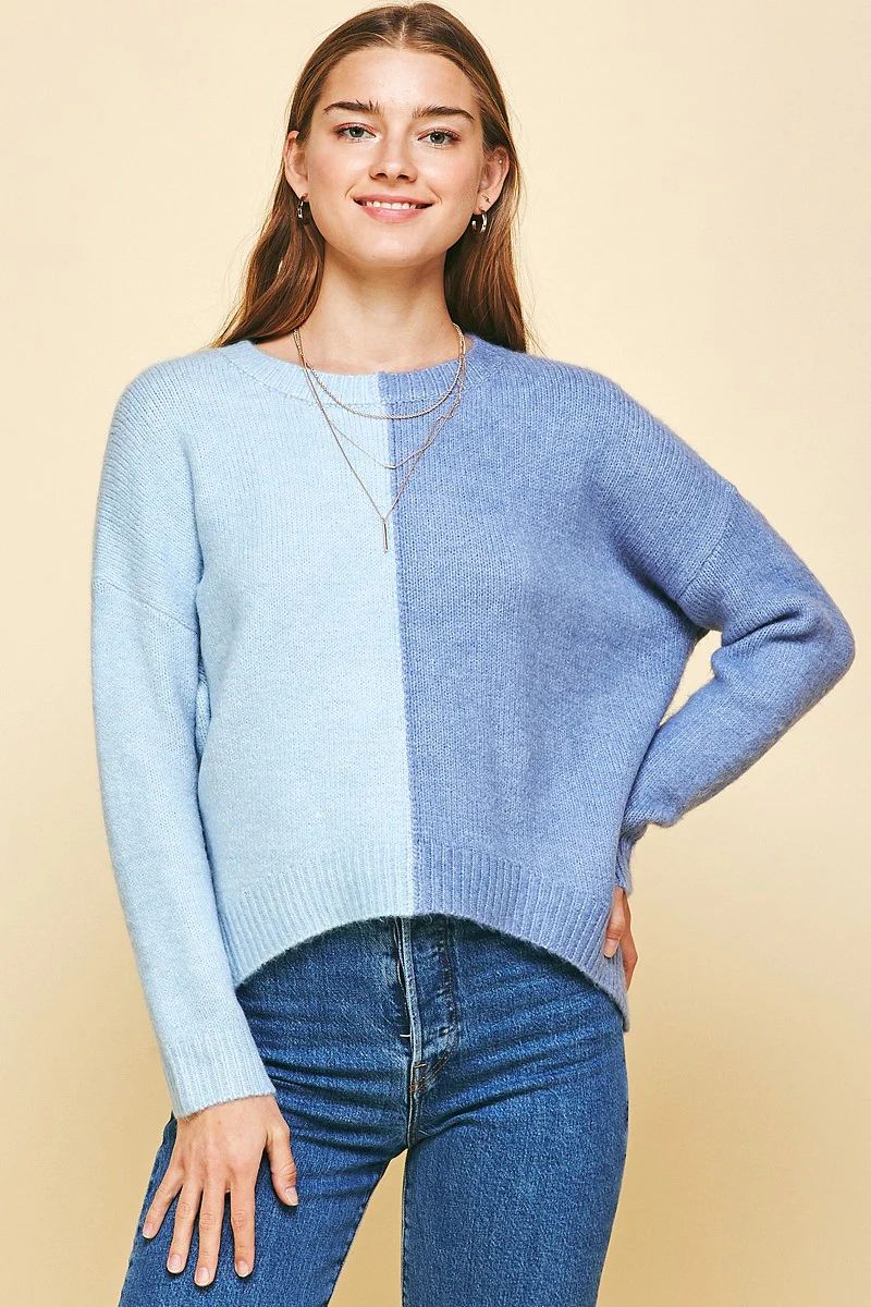 Color Block Sweater- Blue | Shop BIRDIE