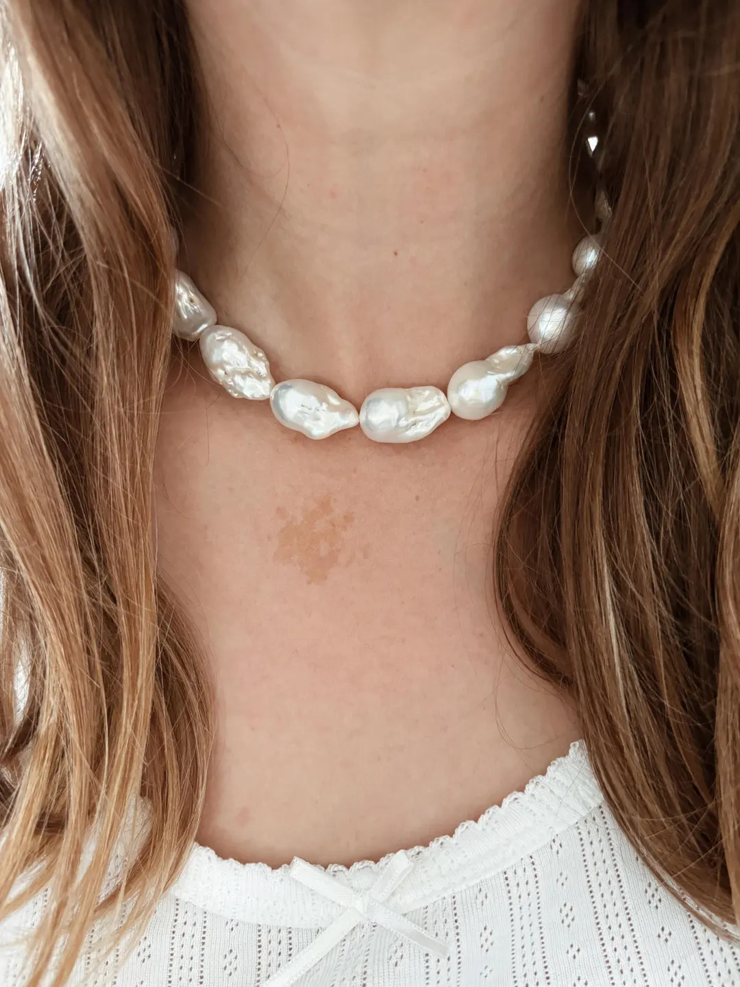 Large Baroque Pearl Necklace with Natural Pearls with a 14K Gold Fill or Sterling Silver Clasp | Etsy (US)