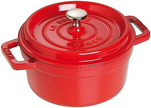 STAUB Cast Iron Round Cocotte, Dutch Oven, 2.75-quart, serves 2-3, Made in France, Cherry | Amazon (US)