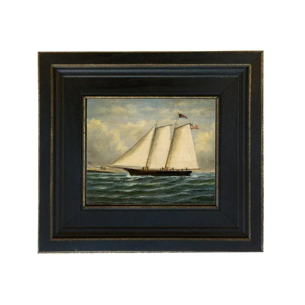 "America" Contemporary Nautical Reproduction Print on Canvas, Framed | Chairish